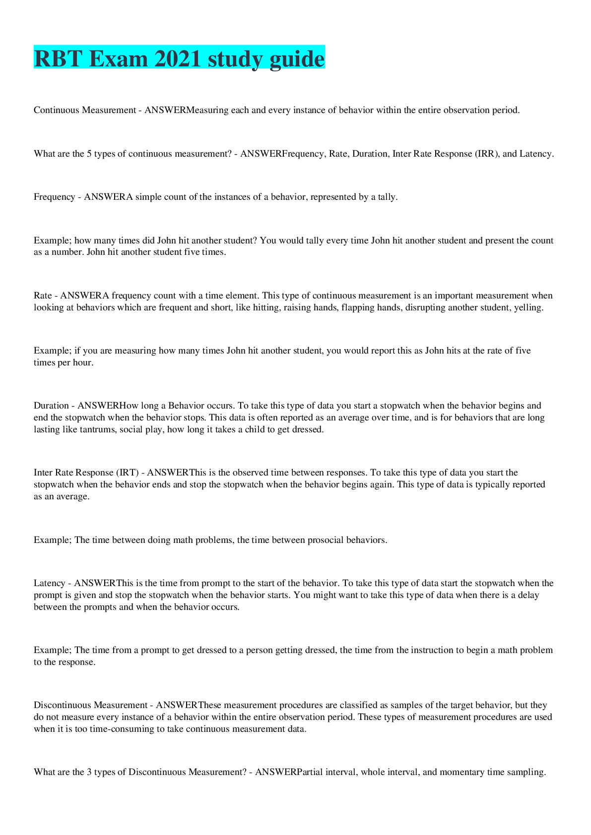 Preview image for RBT Exam 2021 study guide